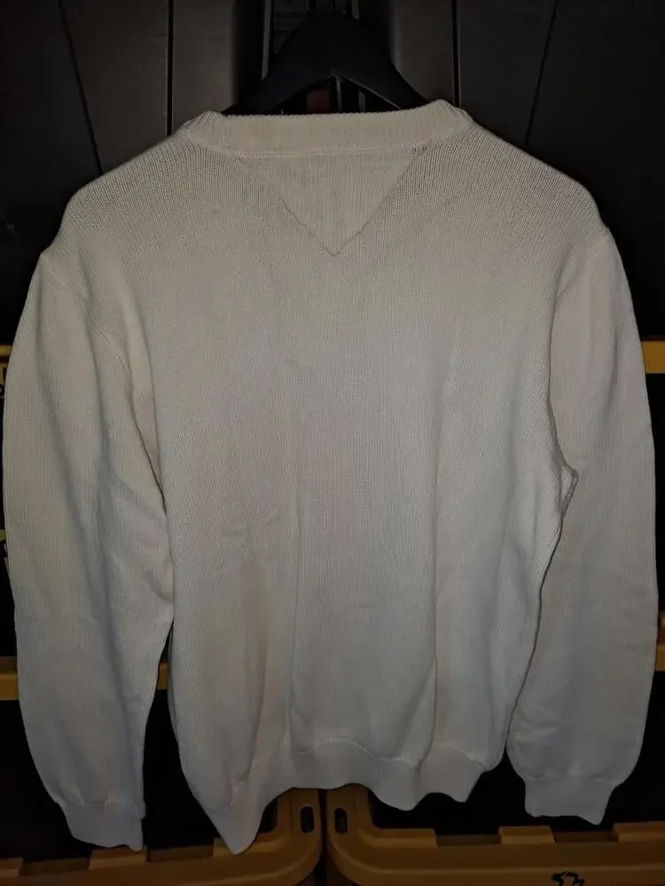 Tommy Hilfiger Y2K White Crew‎ Neck Knit Sweater Size Large